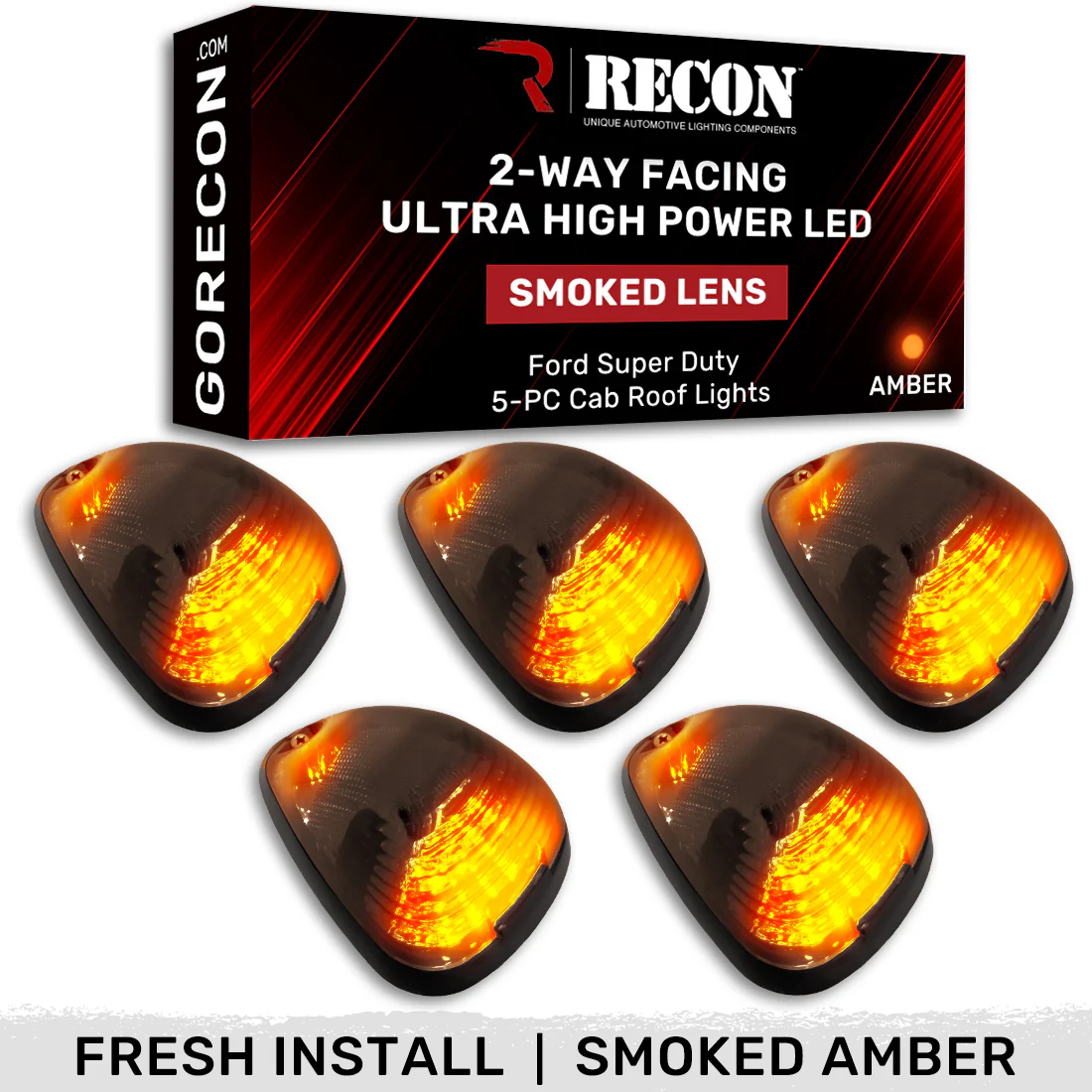 Ford 99-16 Super Duty 5-Pc Cab Roof Lights 2-Way Front & Rear Facing Ultra High-Power LED (ATTN: For Models That DID NOT Come With Factory Cab Lights) - Multiple Options - Image 42