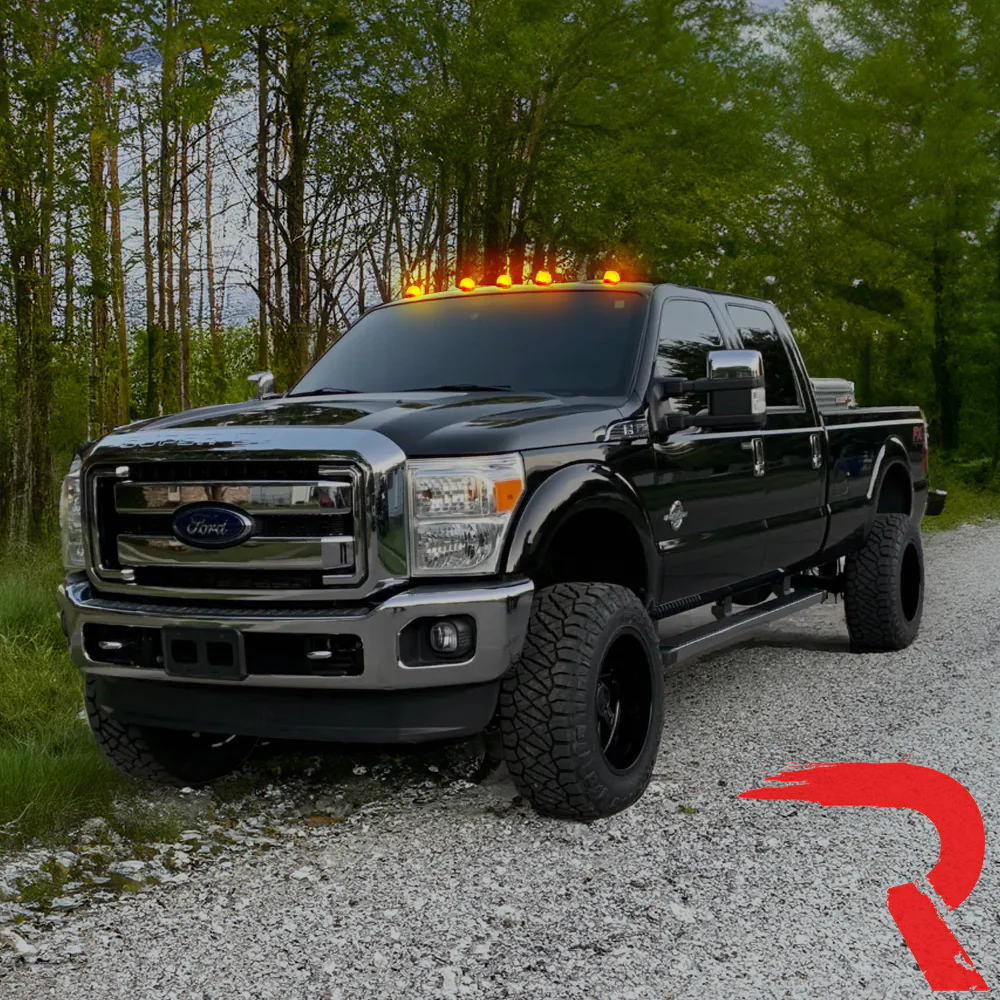 Ford Super Duty 99-16 5 Piece Cab Lights Amber Xenon Bulbs with Smoked Lens - (Attn: This cab light kit replaces OEM factory installed Ford 99-16 cab roof light lenses) - Image 4