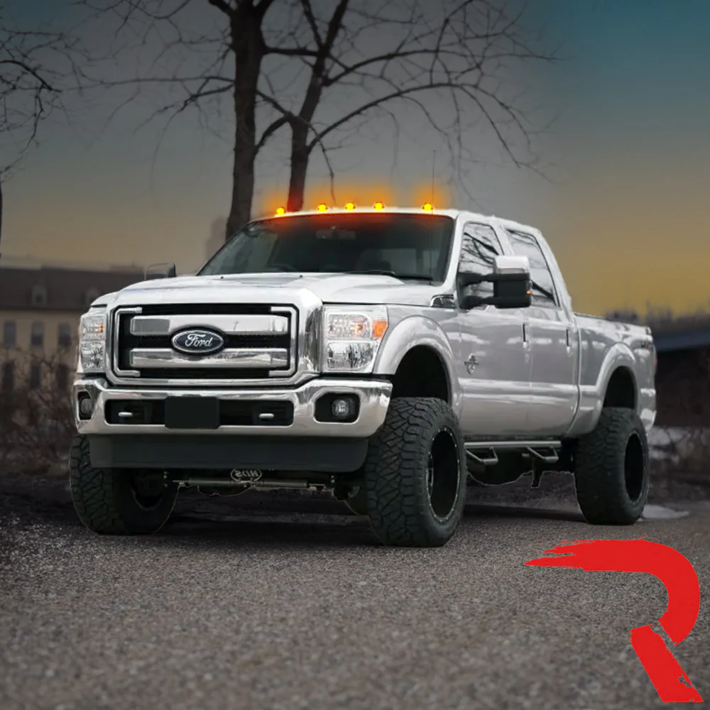 Ford Super Duty 99-16 5 Piece Cab Lights Amber Xenon Bulbs with Smoked Lens - (Attn: This cab light kit replaces OEM factory installed Ford 99-16 cab roof light lenses) - Image 6
