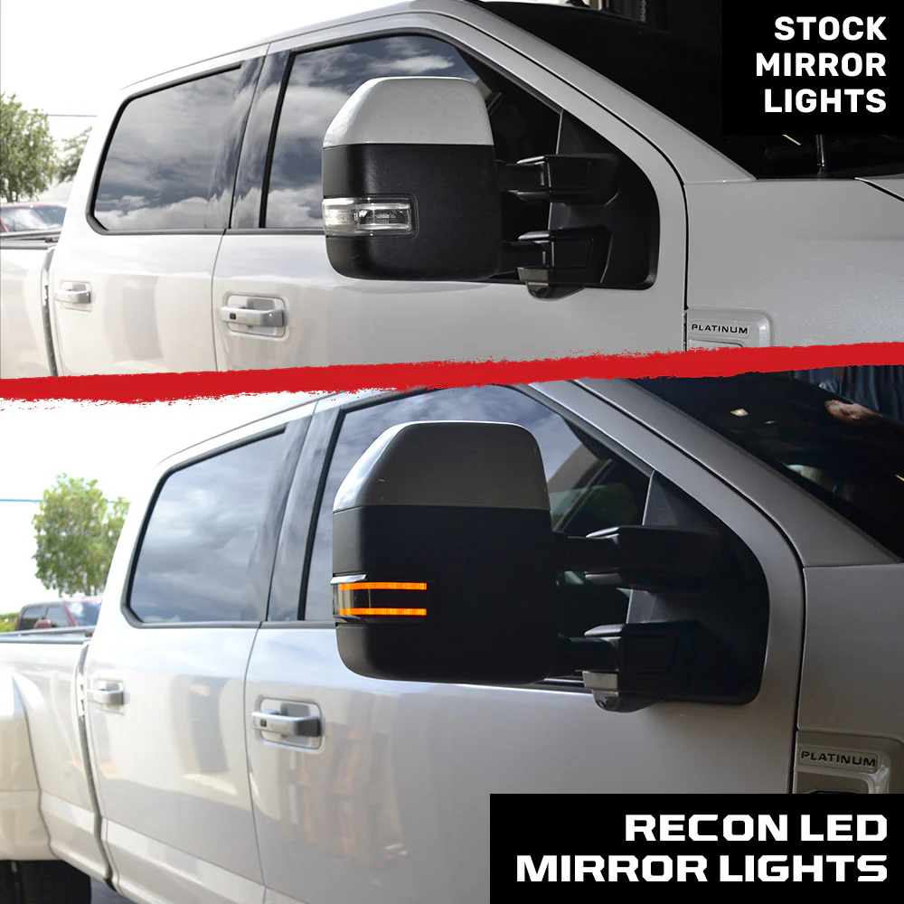 Ford 17-25 Super Duty Amber DRL LED Side Mirror Lenses - Smoked Lens - Image 4