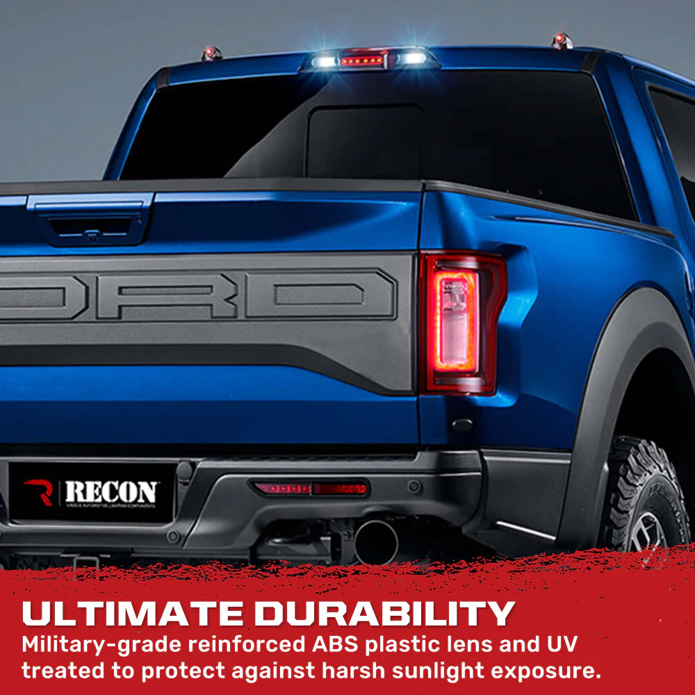 Ford Super Duty 17-25 Ultra High Power Red LED 3rd Brake Light Kit w/ CREE XML White LED Cargo Lights (ATTN: DOES NOT FIT Models with Cargo Bed Camera in OEM 3rd Brake Light) - Smoked Lens - Image 5