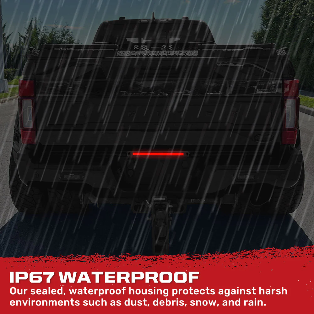Ford 17-25 Super Duty Mini LED Tailgate Light Bar w/ Smooth OLED Red Running Lights & White LED Reverse Lights - Plug-N-Play for 17-24 Super Duty Dually - Smoked - Image 6