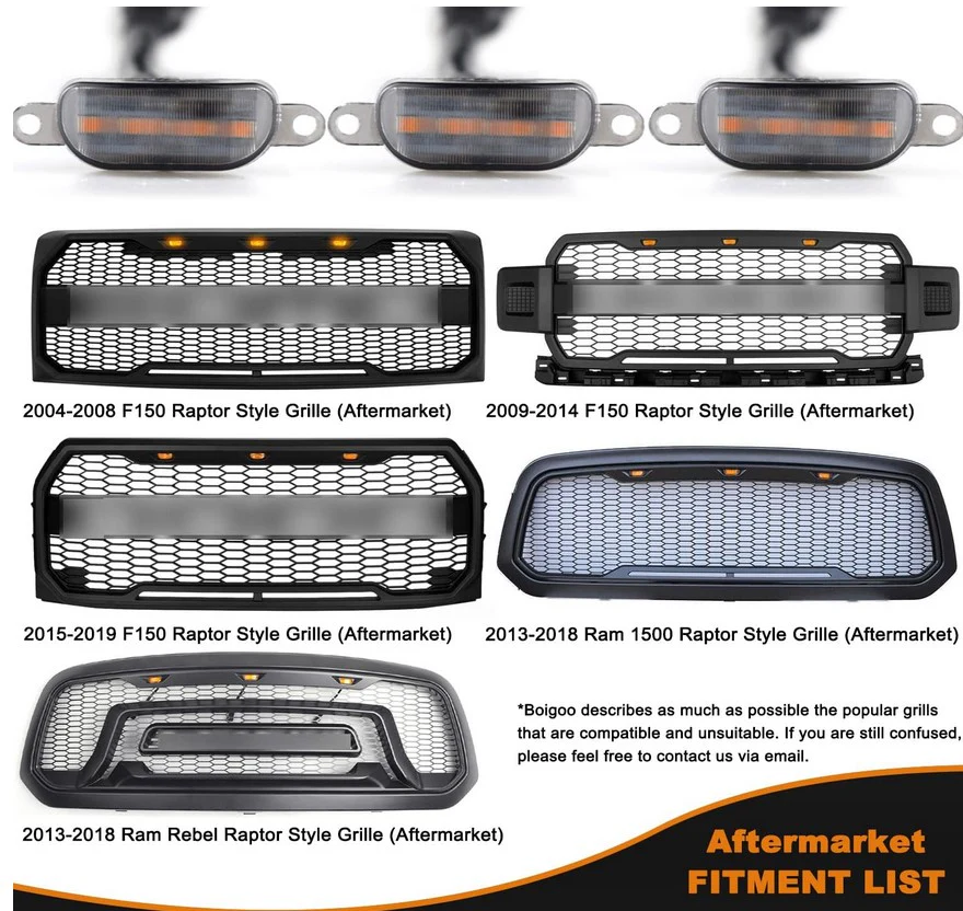 Universal Front Grille LED Light Kit with Amber LED Running Lights and Smoked Lenses 3pc Kit - Image 3