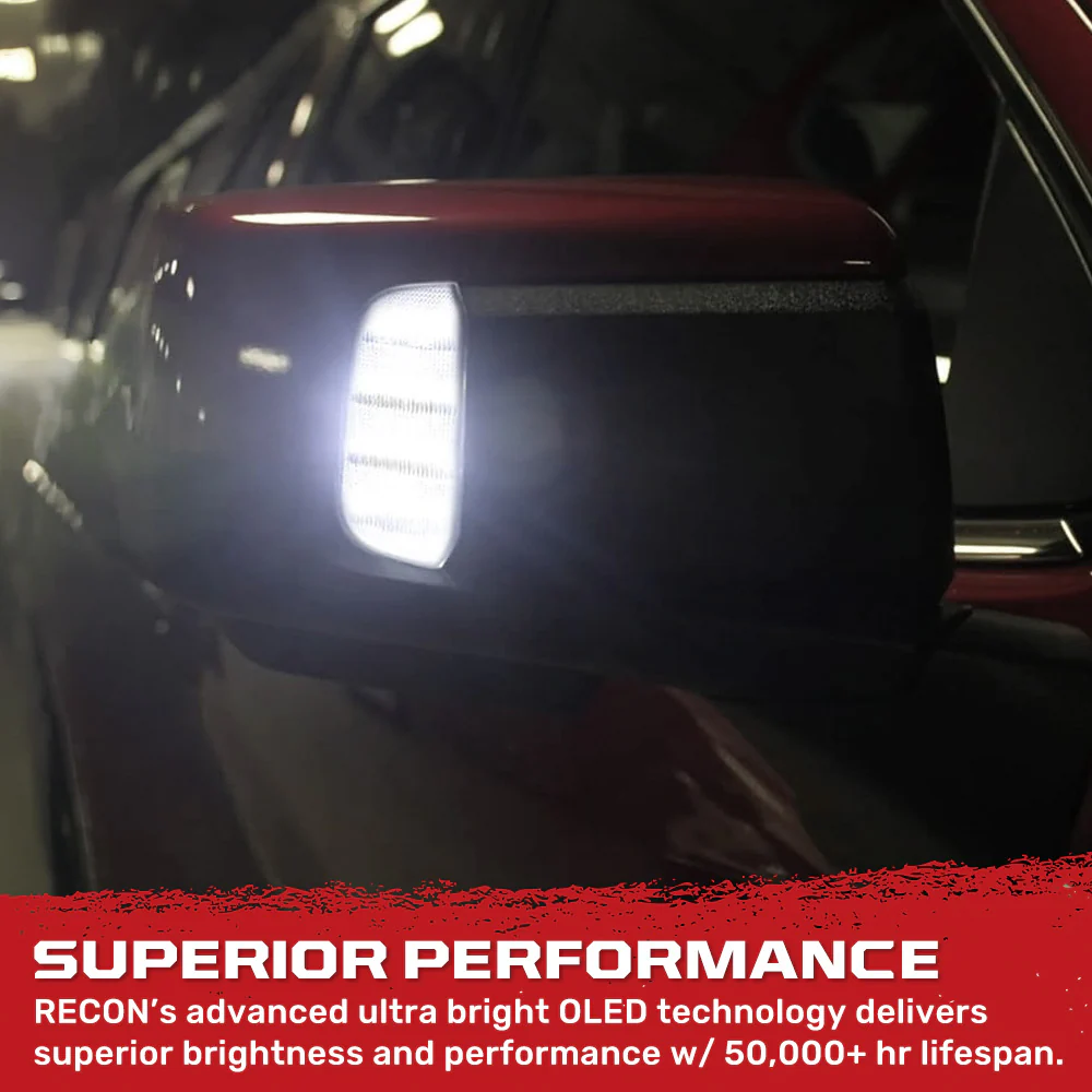 GMC 19-26 Sierra 1500 & Chevy Silverado 1500 Ultra High Power Quad White LED Mirror Puddle/Spot Lights - Smoked Lens - Image 4