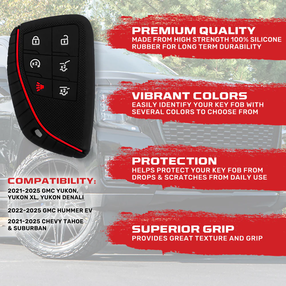 GMC 21-25 Yukon, XL, Denali & 22-25 Hummer EV & Chevy 21-25 Tahoe/Suburban 100% Silicone Rubber Key Fob Cover Premium Quality - Multiple Colors - Image 26