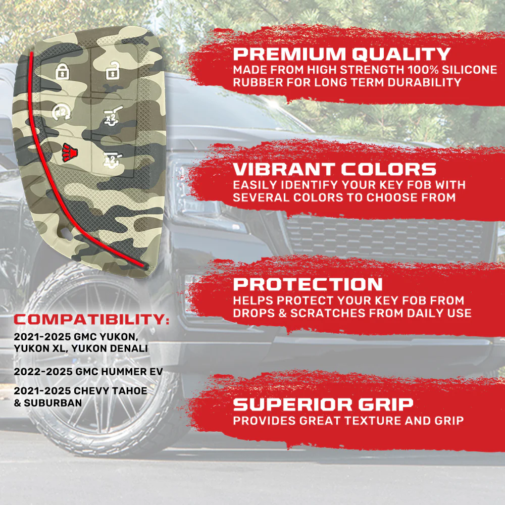 GMC 21-25 Yukon, XL, Denali & 22-25 Hummer EV & Chevy 21-25 Tahoe/Suburban 100% Silicone Rubber Key Fob Cover Premium Quality - Multiple Colors - Image 27