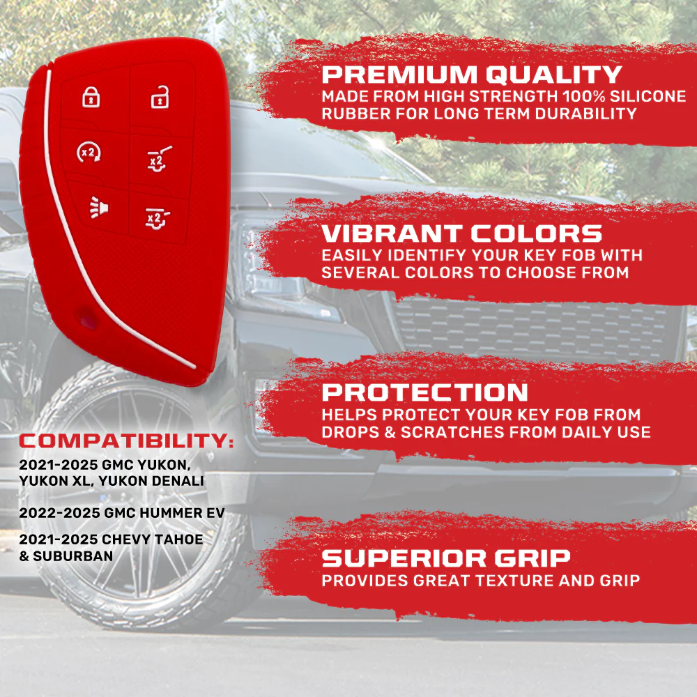 GMC 21-25 Yukon, XL, Denali & 22-25 Hummer EV & Chevy 21-25 Tahoe/Suburban 100% Silicone Rubber Key Fob Cover Premium Quality - Multiple Colors - Image 28
