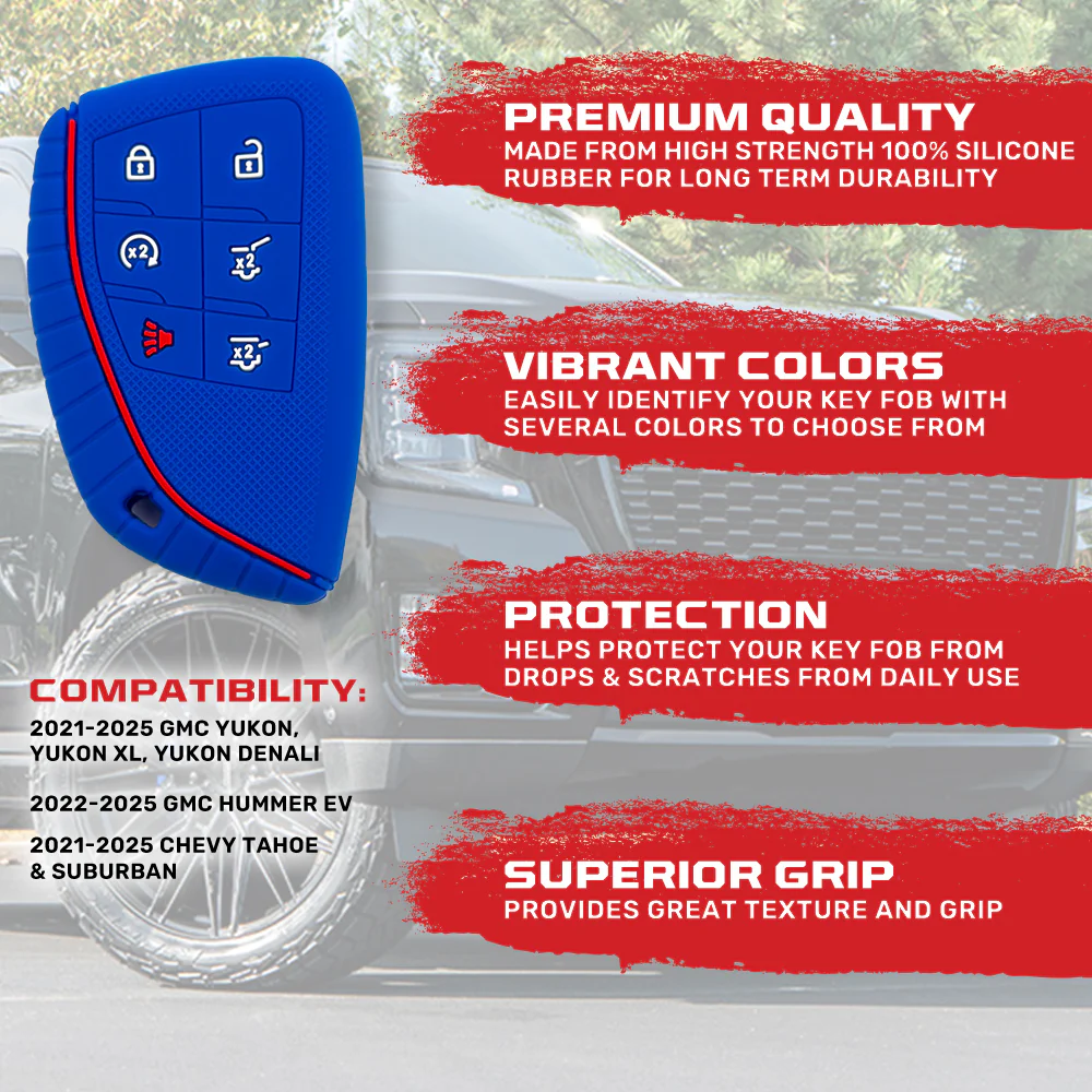 GMC 21-25 Yukon, XL, Denali & 22-25 Hummer EV & Chevy 21-25 Tahoe/Suburban 100% Silicone Rubber Key Fob Cover Premium Quality - Multiple Colors - Image 29
