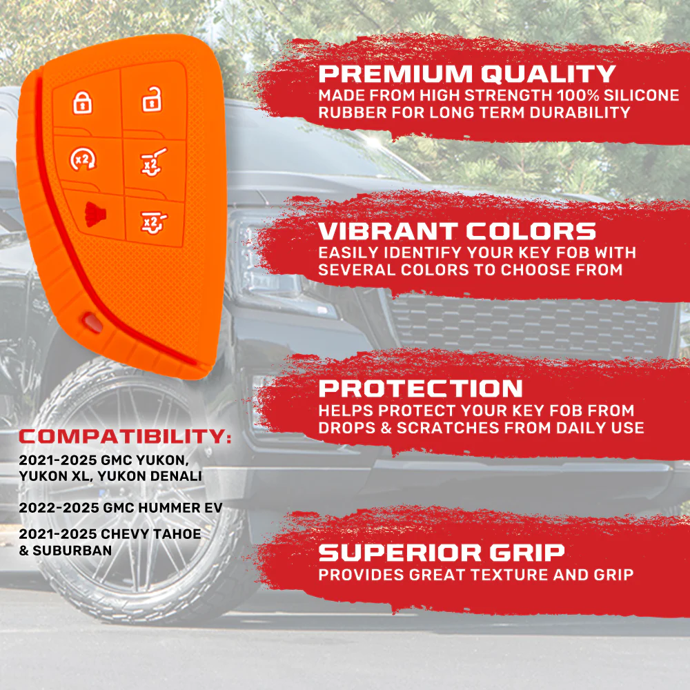 GMC 21-25 Yukon, XL, Denali & 22-25 Hummer EV & Chevy 21-25 Tahoe/Suburban 100% Silicone Rubber Key Fob Cover Premium Quality - Multiple Colors - Image 30
