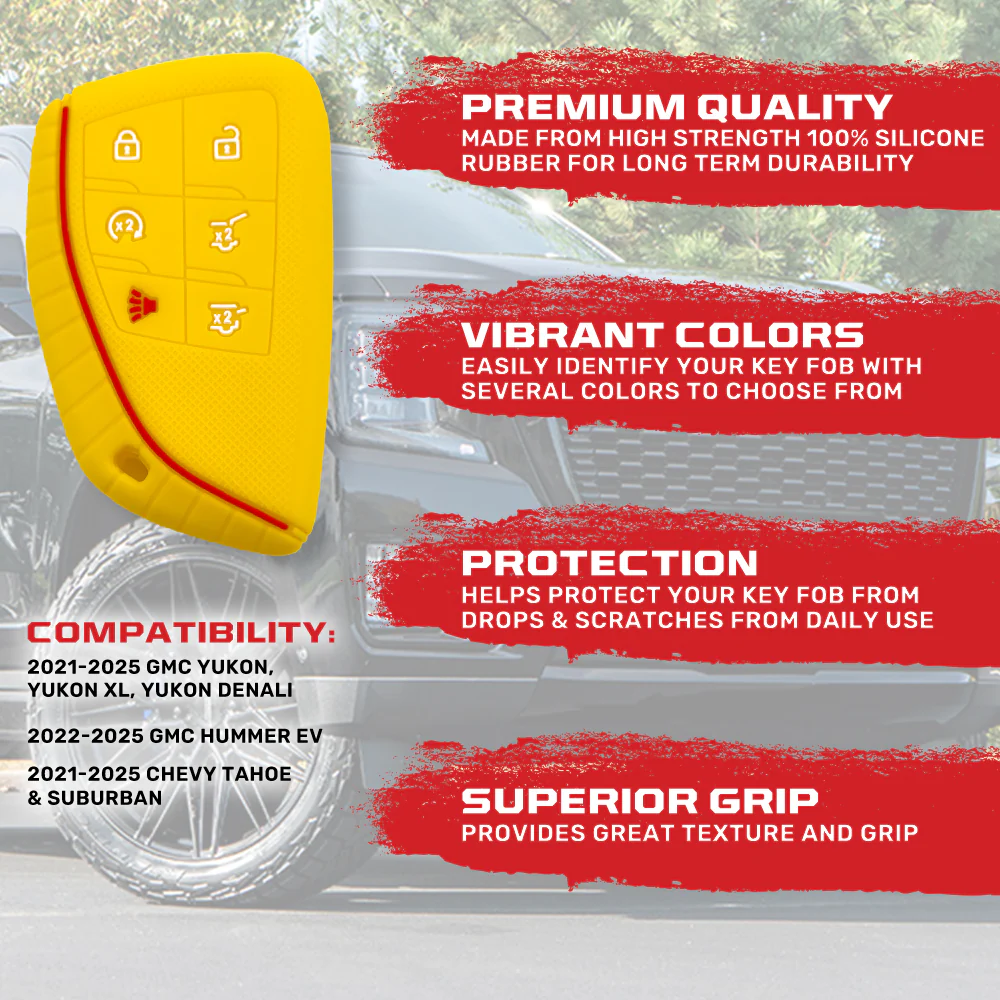 GMC 21-25 Yukon, XL, Denali & 22-25 Hummer EV & Chevy 21-25 Tahoe/Suburban 100% Silicone Rubber Key Fob Cover Premium Quality - Multiple Colors - Image 31