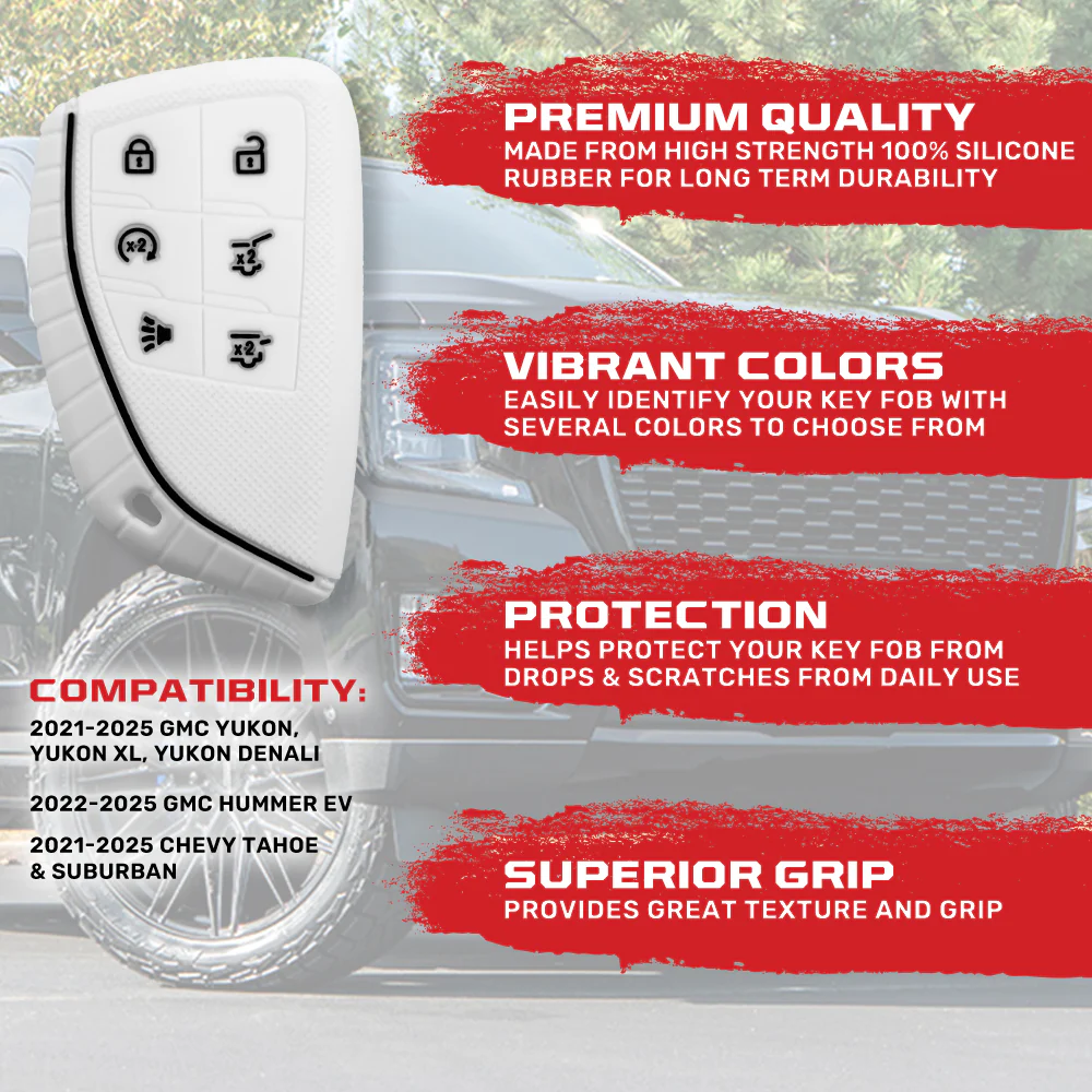 GMC 21-25 Yukon, XL, Denali & 22-25 Hummer EV & Chevy 21-25 Tahoe/Suburban 100% Silicone Rubber Key Fob Cover Premium Quality - Multiple Colors - Image 32