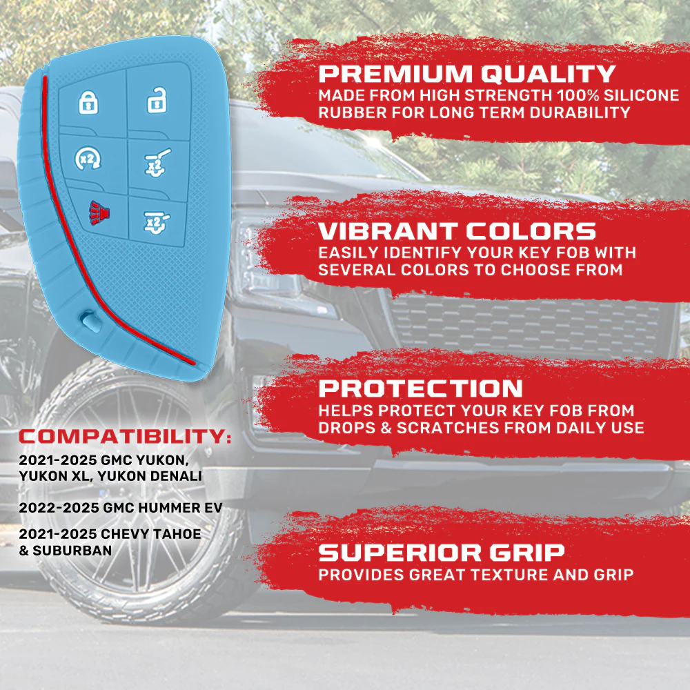 GMC 21-25 Yukon, XL, Denali & 22-25 Hummer EV & Chevy 21-25 Tahoe/Suburban 100% Silicone Rubber Key Fob Cover Premium Quality - Multiple Colors - Image 33