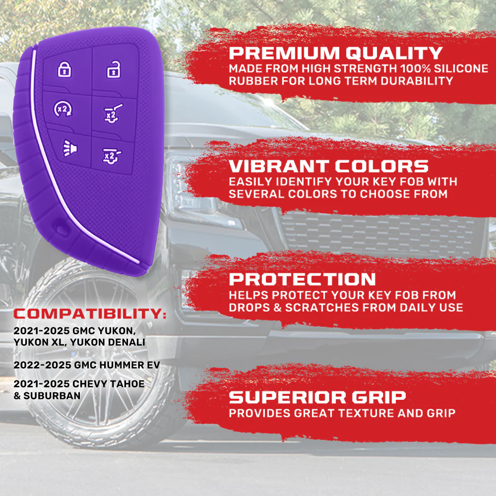 GMC 21-25 Yukon, XL, Denali & 22-25 Hummer EV & Chevy 21-25 Tahoe/Suburban 100% Silicone Rubber Key Fob Cover Premium Quality - Multiple Colors - Image 34