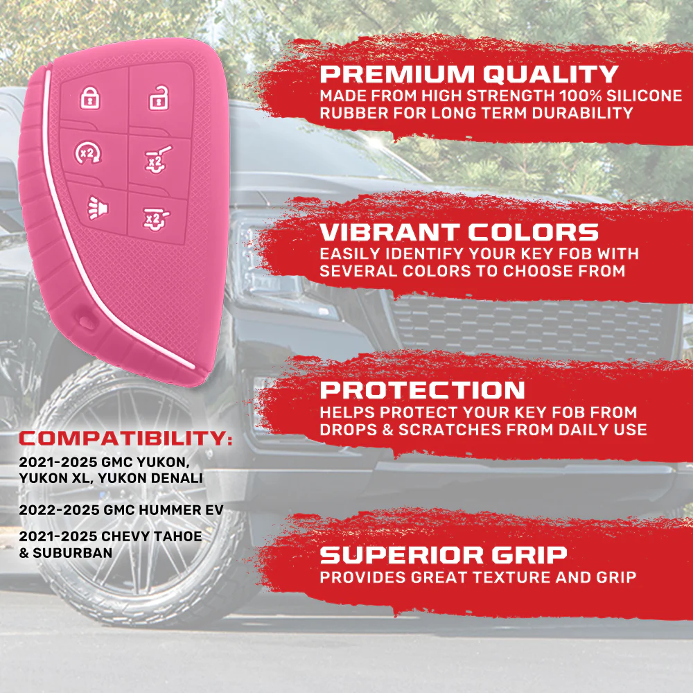 GMC 21-25 Yukon, XL, Denali & 22-25 Hummer EV & Chevy 21-25 Tahoe/Suburban 100% Silicone Rubber Key Fob Cover Premium Quality - Multiple Colors - Image 35