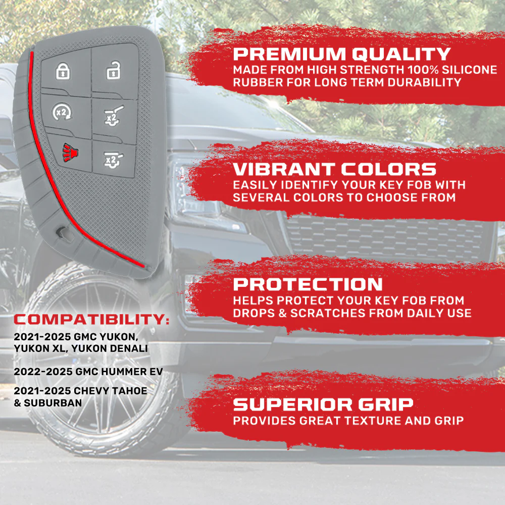 GMC 21-25 Yukon, XL, Denali & 22-25 Hummer EV & Chevy 21-25 Tahoe/Suburban 100% Silicone Rubber Key Fob Cover Premium Quality - Multiple Colors - Image 36