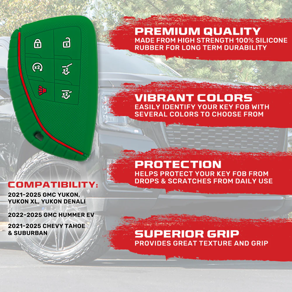 GMC 21-25 Yukon, XL, Denali & 22-25 Hummer EV & Chevy 21-25 Tahoe/Suburban 100% Silicone Rubber Key Fob Cover Premium Quality - Multiple Colors - Image 37