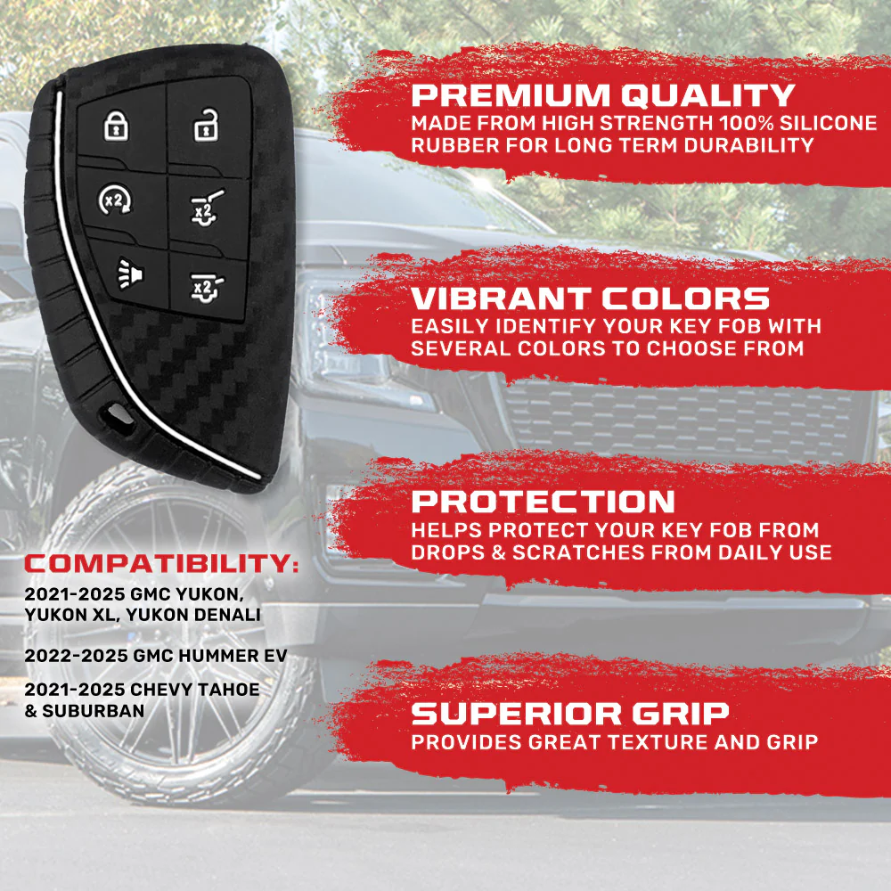 GMC 21-25 Yukon, XL, Denali & 22-25 Hummer EV & Chevy 21-25 Tahoe/Suburban 100% Silicone Rubber Key Fob Cover Premium Quality - Multiple Colors - Image 40