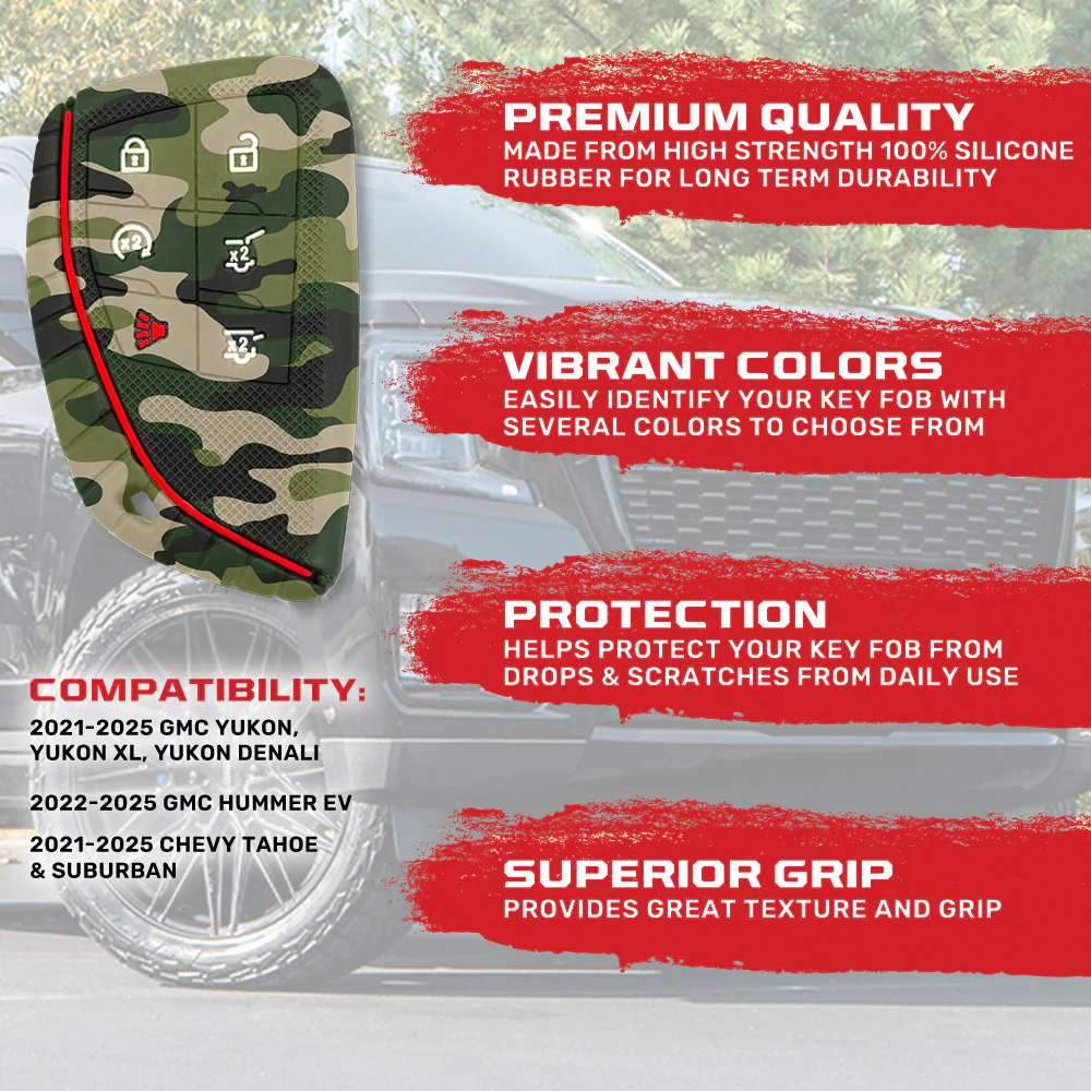 GMC 21-25 Yukon, XL, Denali & 22-25 Hummer EV & Chevy 21-25 Tahoe/Suburban 100% Silicone Rubber Key Fob Cover Premium Quality - Multiple Colors - Image 41