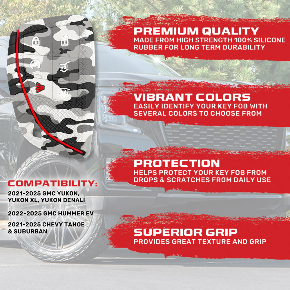 GMC 21-25 Yukon, XL, Denali & 22-25 Hummer EV & Chevy 21-25 Tahoe/Suburban 100% Silicone Rubber Key Fob Cover Premium Quality - Multiple Colors - Image 44