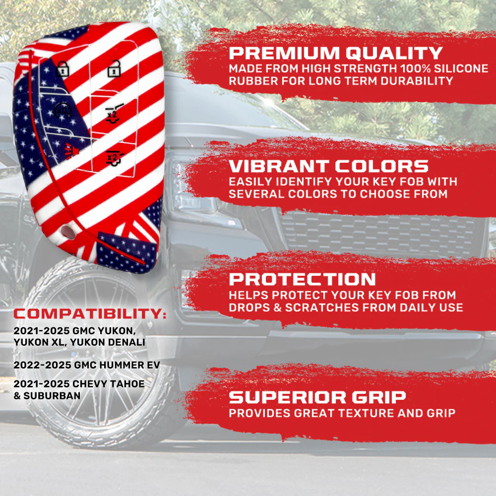 GMC 21-25 Yukon, XL, Denali & 22-25 Hummer EV & Chevy 21-25 Tahoe/Suburban 100% Silicone Rubber Key Fob Cover Premium Quality - Multiple Colors - Image 52