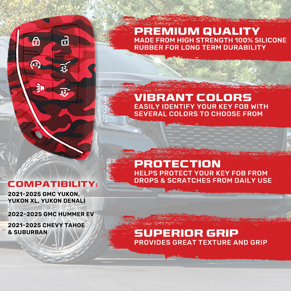 GMC 21-25 Yukon, XL, Denali & 22-25 Hummer EV & Chevy 21-25 Tahoe/Suburban 100% Silicone Rubber Key Fob Cover Premium Quality - Multiple Colors - Image 59