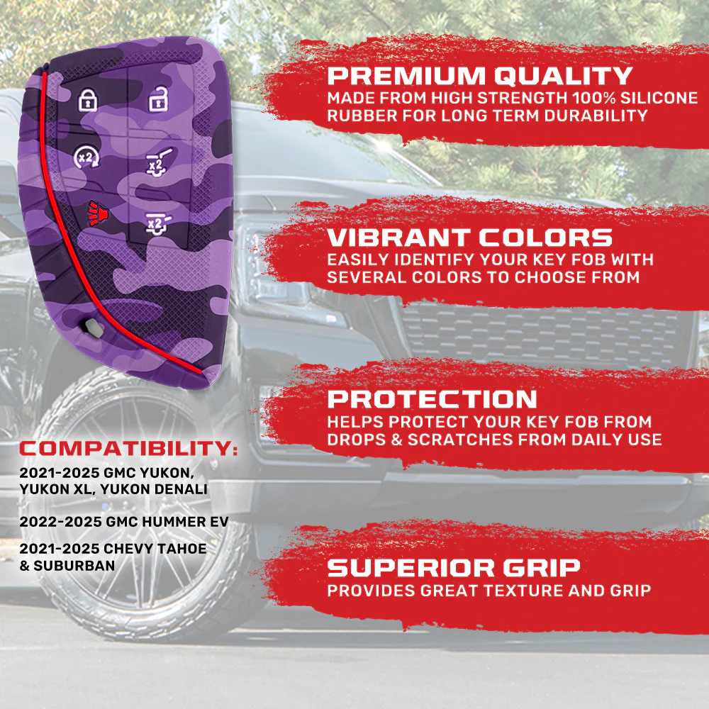 GMC 21-25 Yukon, XL, Denali & 22-25 Hummer EV & Chevy 21-25 Tahoe/Suburban 100% Silicone Rubber Key Fob Cover Premium Quality - Multiple Colors - Image 62
