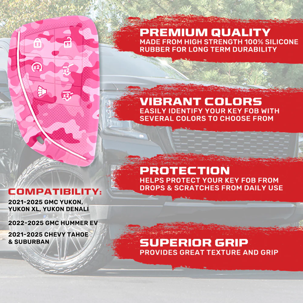 GMC 21-25 Yukon, XL, Denali & 22-25 Hummer EV & Chevy 21-25 Tahoe/Suburban 100% Silicone Rubber Key Fob Cover Premium Quality - Multiple Colors - Image 65