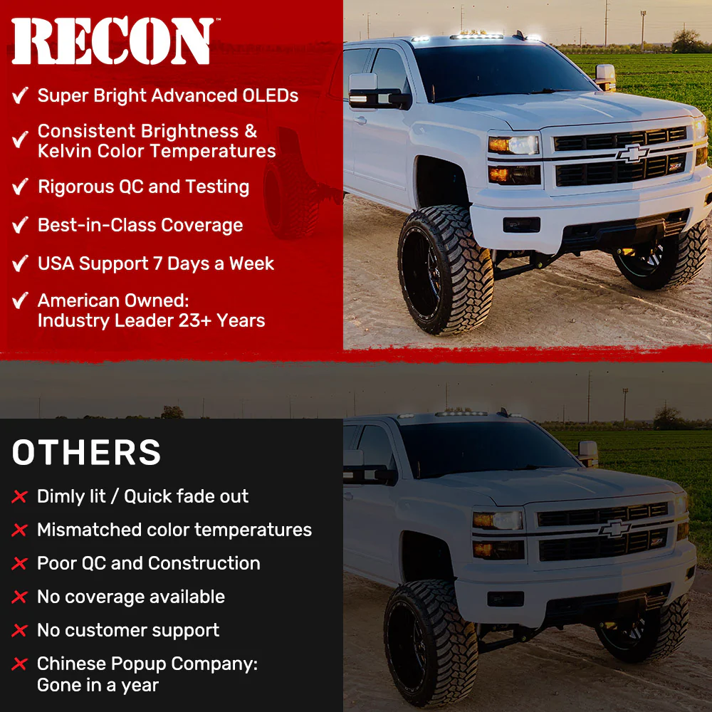 GMC & Chevy 02-07 Heavy Duty 3-PC Cab Roof Light Kit 2-Way Front & Rear Facing Ultra High Power OLEDs - Multiple Options - Image 20