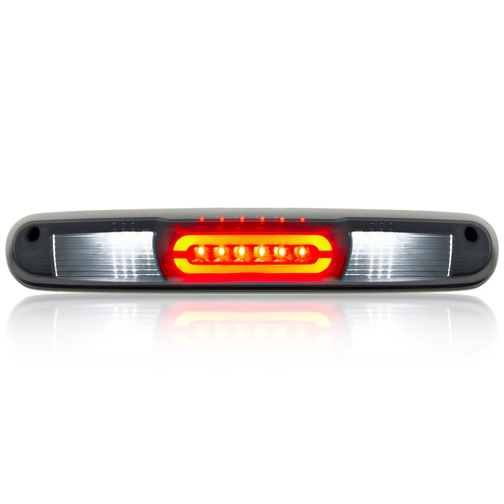 GMC Sierra & Chevy Silverado 07-13 3rd Brake Light Kit Ultra High Power Scanning Red LED with White XML Cargo Lights Smoked Lens - Image 3