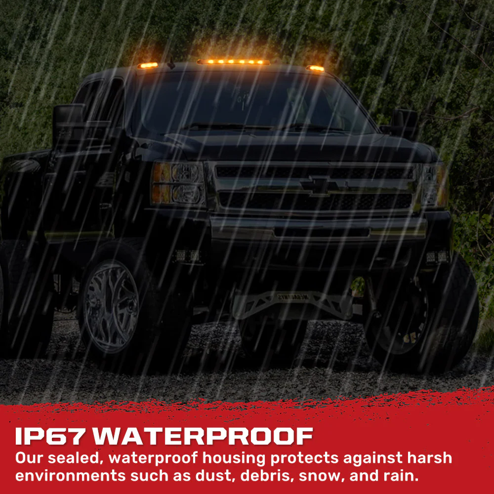 GMC & Chevy 07-14 3-Piece Cab Roof Light Kit Strobe LED White & Amber - Multiple Lens - Image 23