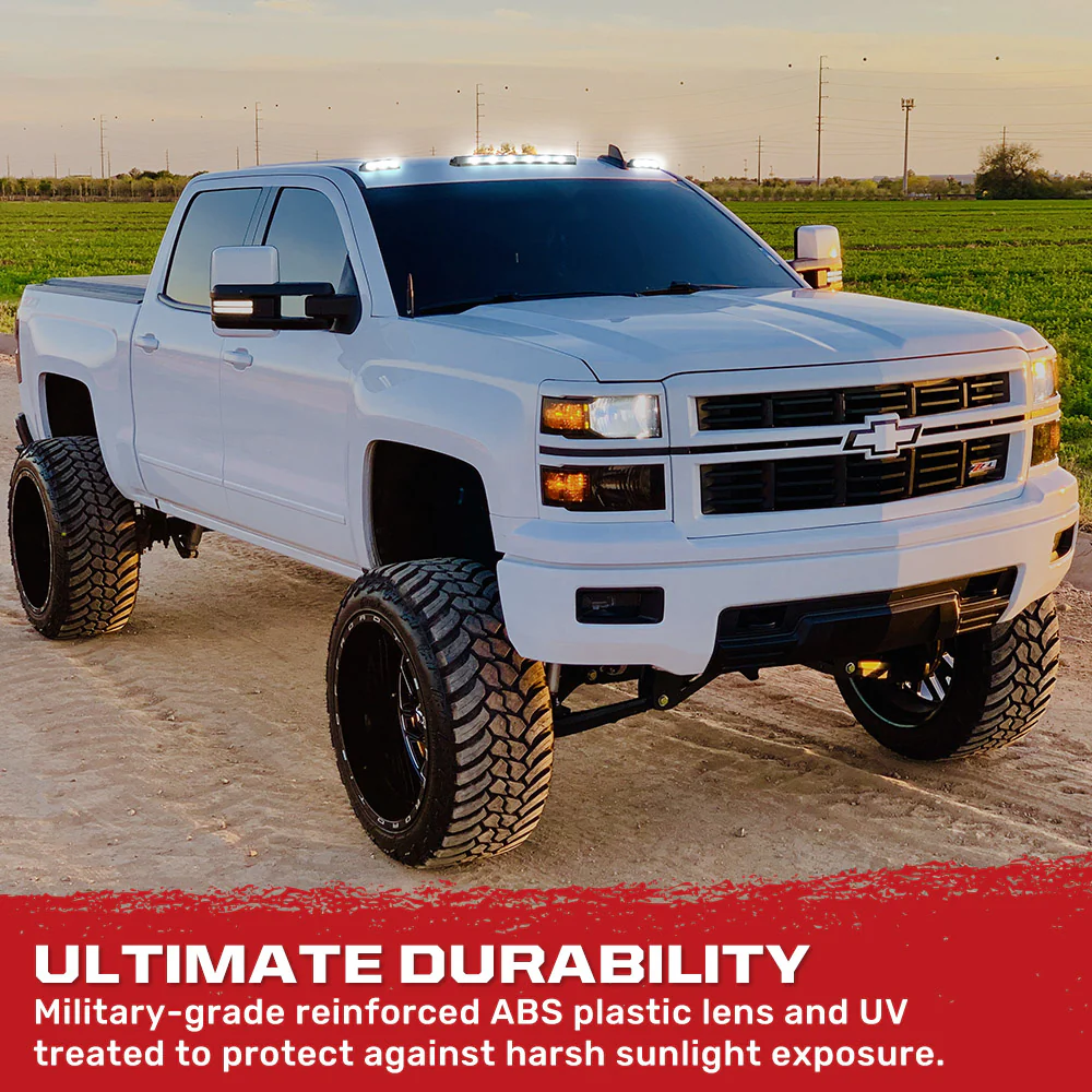 GMC & Chevy 07-14 3-Piece Cab Roof Light Kit Strobe LED White & Amber - Multiple Lens - Image 24