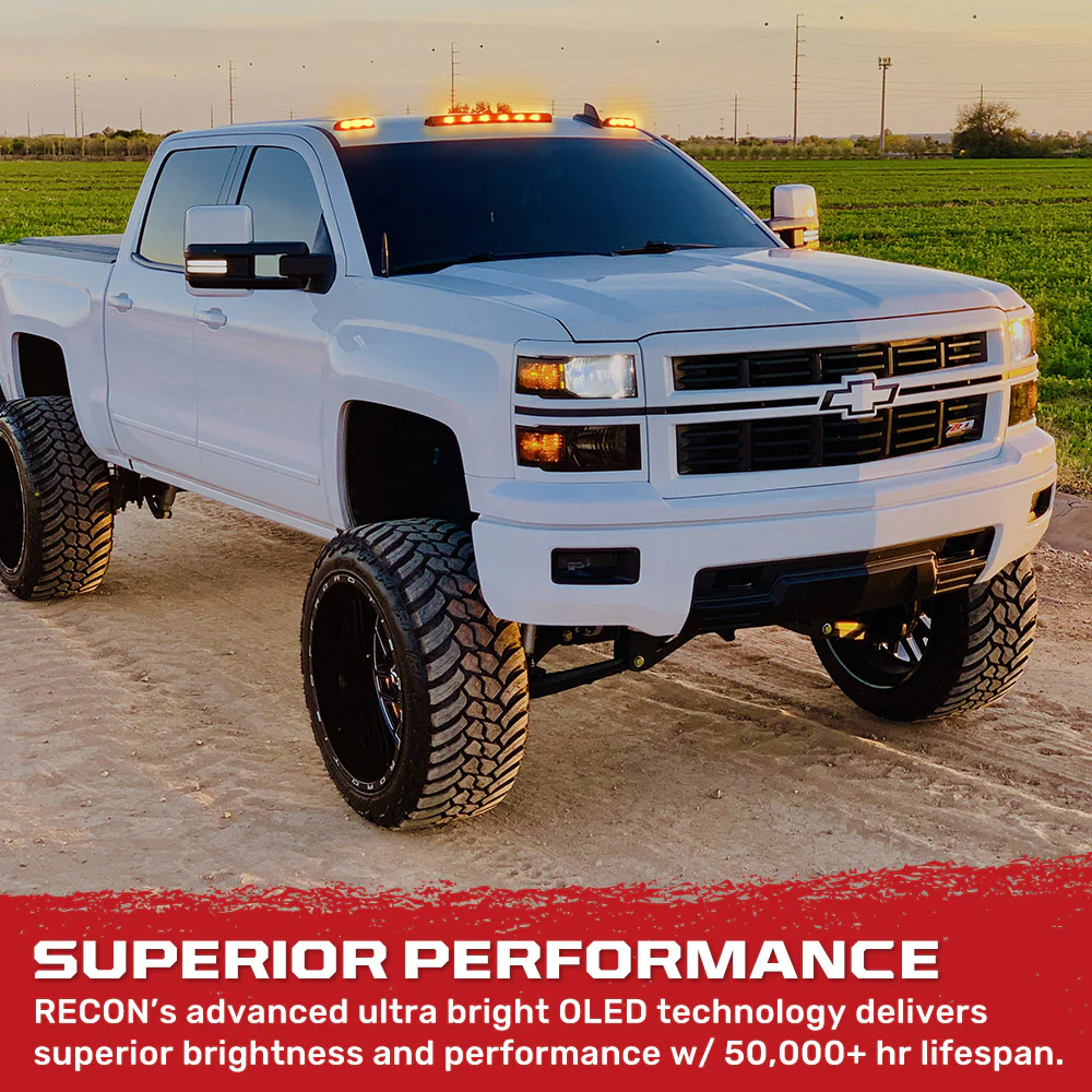 GMC & Chevy 07-14 3-Piece Cab Roof Light Kit Strobe LED White & Amber - Multiple Lens - Image 32