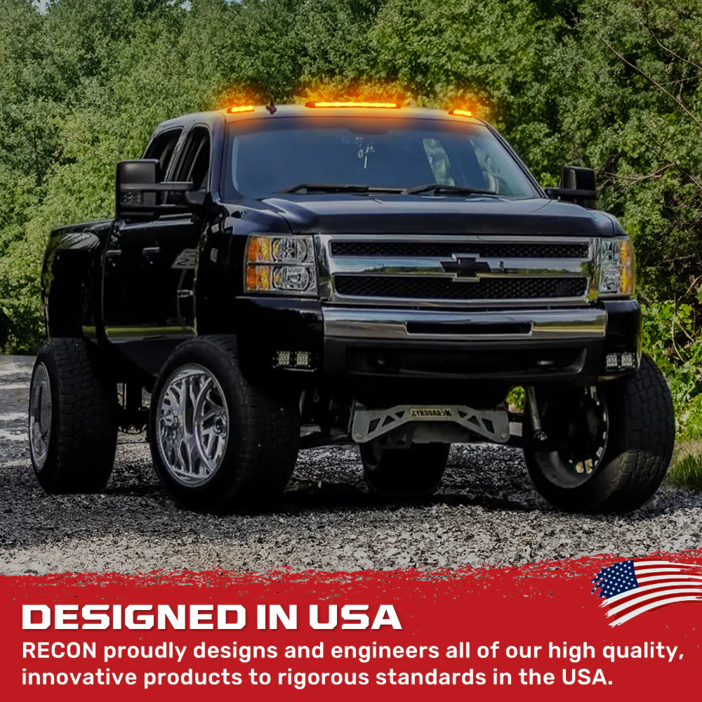 GMC & Chevy 07-14 Heavy-Duty 3-Piece Cab Roof Lights Kit Ultra-High Power Dual-Color (Amber or White) LED Function - Multiple Lens - Image 9