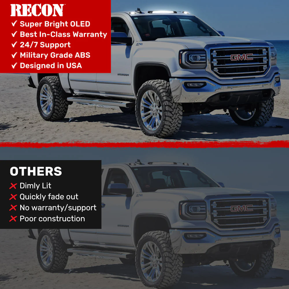 GMC & Chevy 15-19 Heavy-Duty 3 Piece Cab Roof Light Kit 2-Way Front & Rear Facing Ultra High-Power LEDs - Multiple Lens & Colors - Image 23