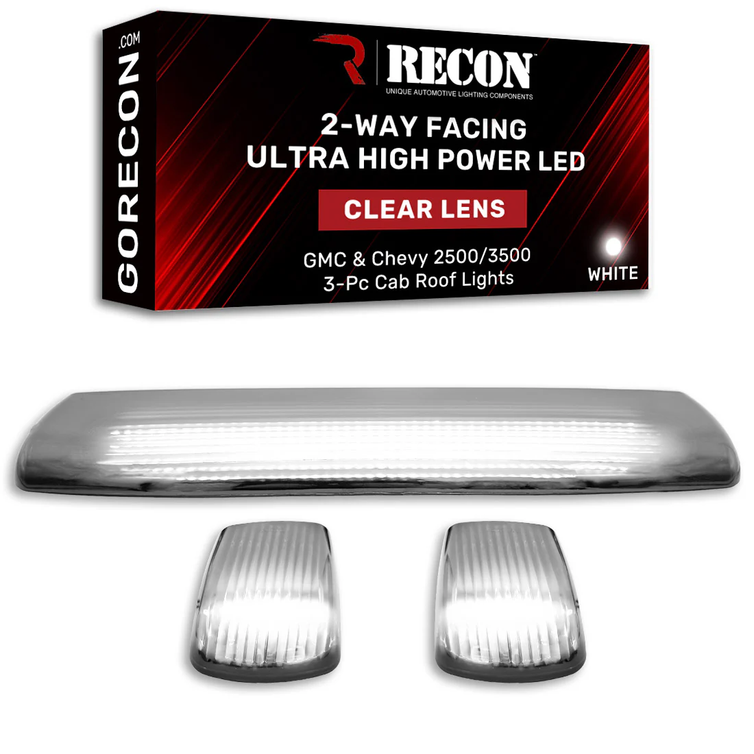 GMC & Chevy 15-19 Heavy-Duty 3 Piece Cab Roof Light Kit 2-Way Front & Rear Facing Ultra High-Power LEDs - Multiple Lens & Colors - Image 26