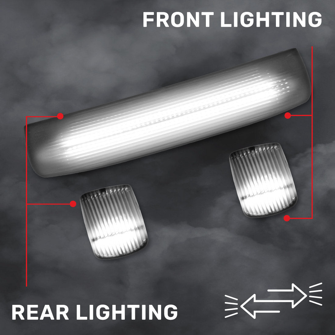 GMC & Chevy 15-19 Heavy-Duty 3 Piece Cab Roof Light Kit 2-Way Front & Rear Facing Ultra High-Power LEDs - Multiple Lens & Colors - Image 31