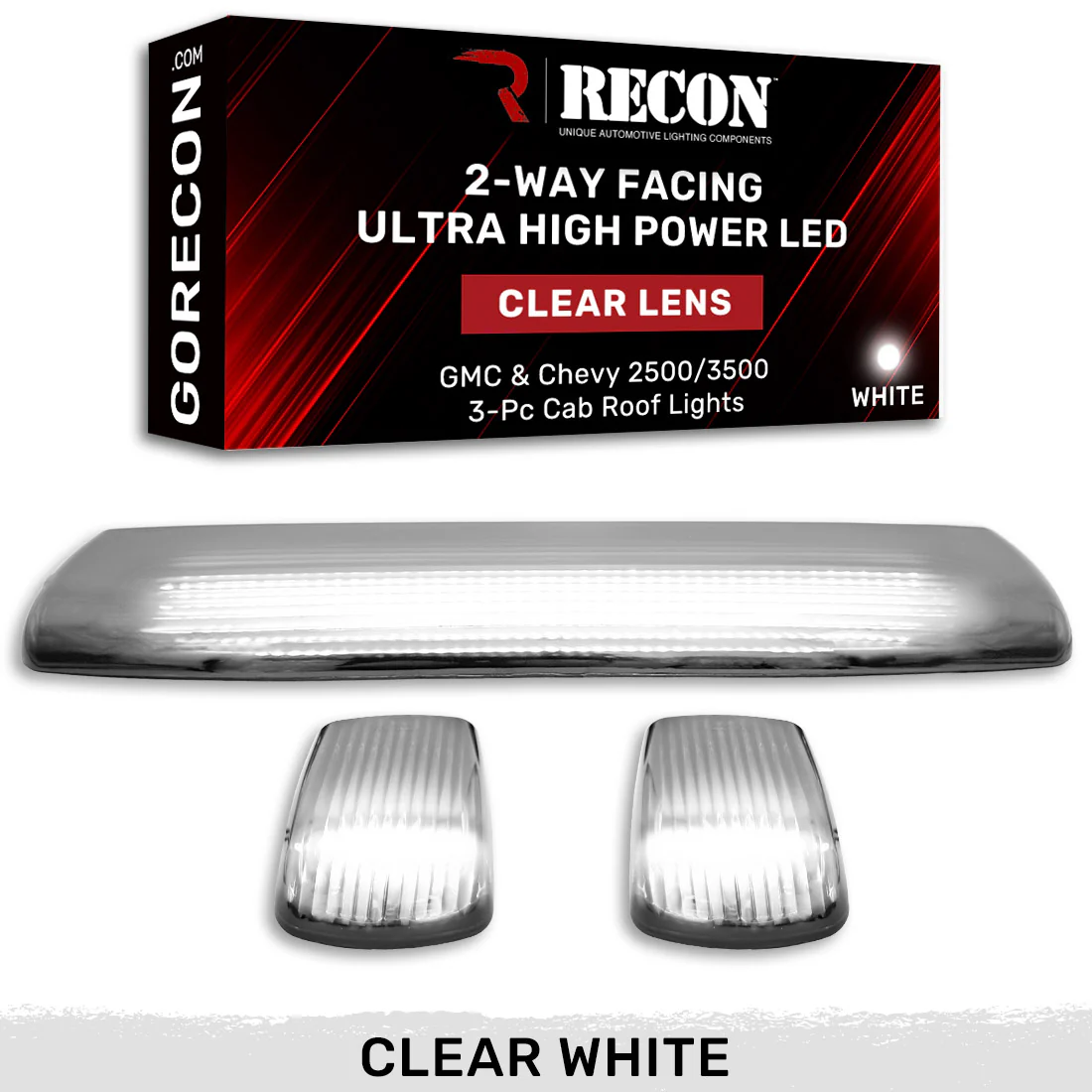 GMC & Chevy 15-19 Heavy-Duty 3 Piece Cab Roof Light Kit 2-Way Front & Rear Facing Ultra High-Power LEDs - Multiple Lens & Colors - Image 43