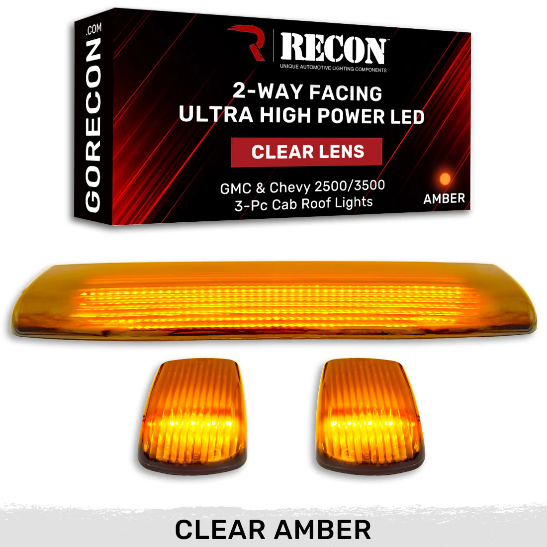 GMC & Chevy 15-19 Heavy-Duty 3 Piece Cab Roof Light Kit 2-Way Front & Rear Facing Ultra High-Power LEDs - Multiple Lens & Colors - Image 45
