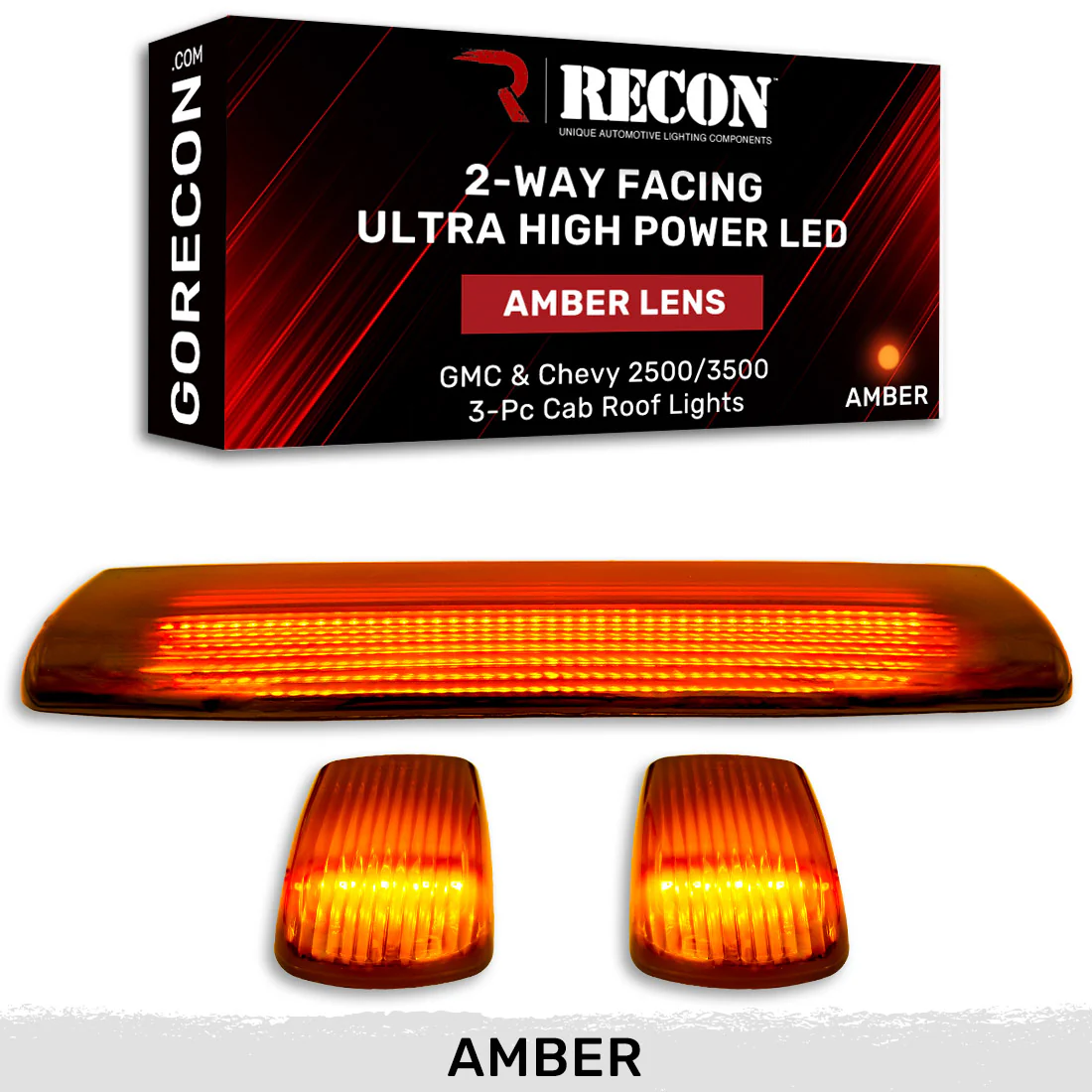 GMC & Chevy 15-19 Heavy-Duty 3 Piece Cab Roof Light Kit 2-Way Front & Rear Facing Ultra High-Power LEDs - Multiple Lens & Colors - Image 60