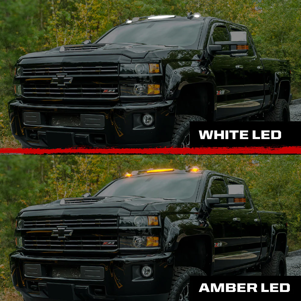 GMC & Chevy 15-19 3-Piece Cab Roof Light Kit Strobe LED White & Amber - Multiple Lens - Image 2