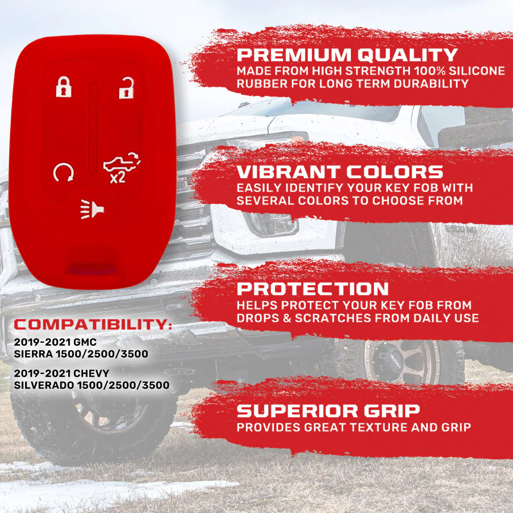 GMC & Chevy 19-21 Sierra & Silverado 1-Piece 100% Silicone Rubber Key Fob Cover - Multiple Colors - Image 12