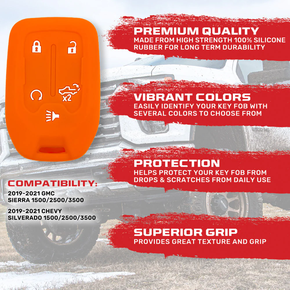 GMC & Chevy 19-21 Sierra & Silverado 1-Piece 100% Silicone Rubber Key Fob Cover - Multiple Colors - Image 18