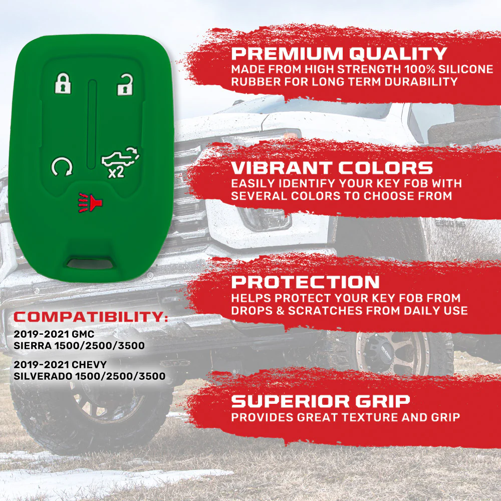 GMC & Chevy 19-21 Sierra & Silverado 1-Piece 100% Silicone Rubber Key Fob Cover - Multiple Colors - Image 28