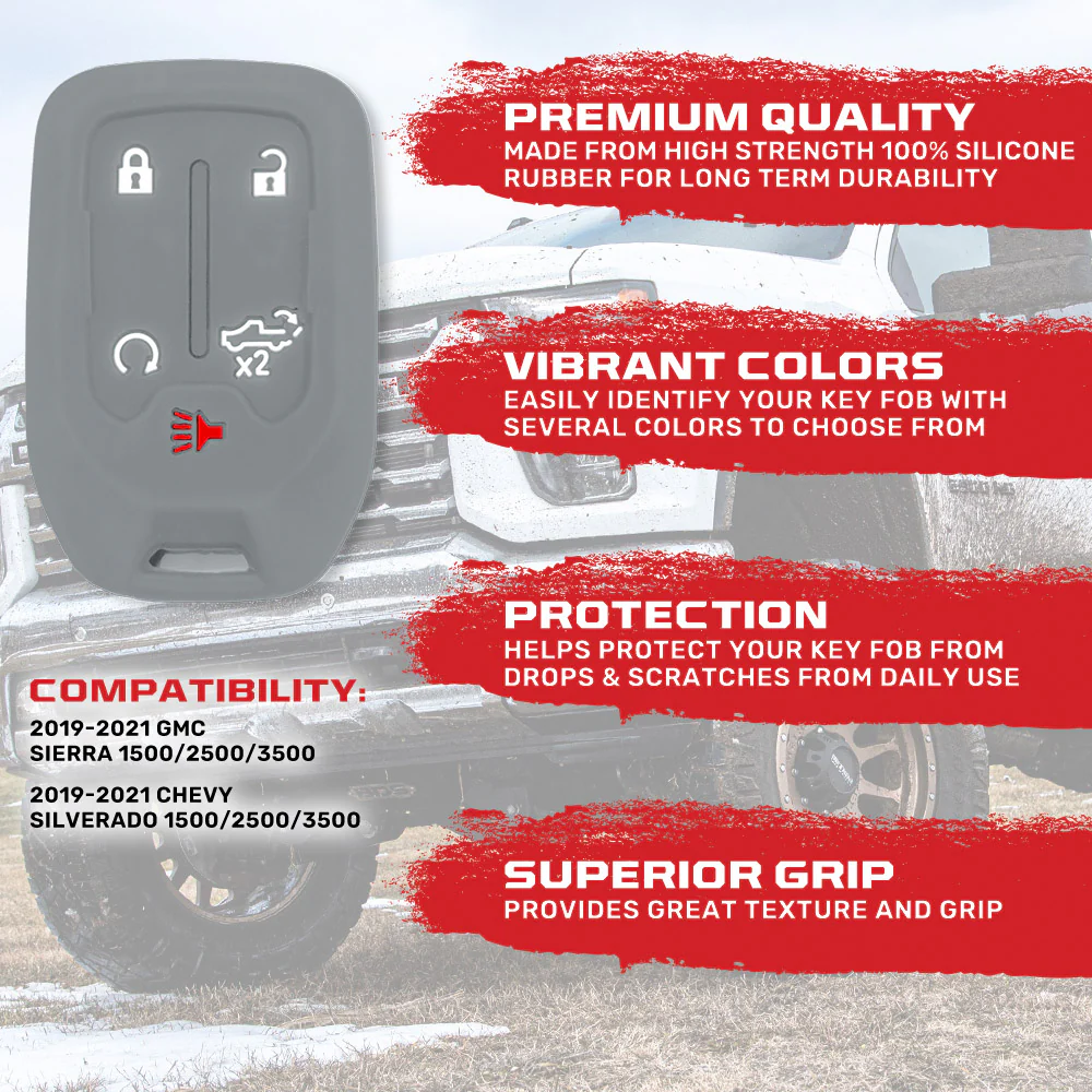 GMC & Chevy 19-21 Sierra & Silverado 1-Piece 100% Silicone Rubber Key Fob Cover - Multiple Colors - Image 31