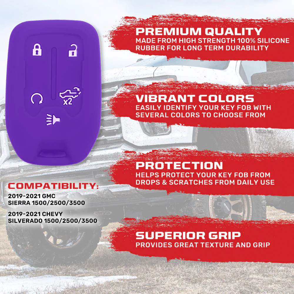 GMC & Chevy 19-21 Sierra & Silverado 1-Piece 100% Silicone Rubber Key Fob Cover - Multiple Colors - Image 38