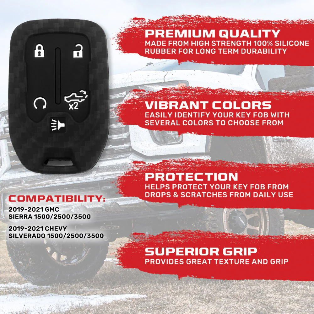 GMC & Chevy 19-21 Sierra & Silverado 1-Piece 100% Silicone Rubber Key Fob Cover - Multiple Colors - Image 41
