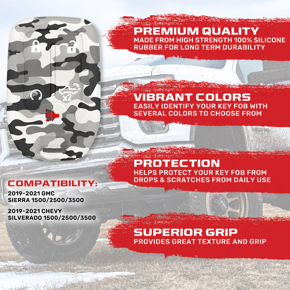 GMC & Chevy 19-21 Sierra & Silverado 1-Piece 100% Silicone Rubber Key Fob Cover - Multiple Colors - Image 46
