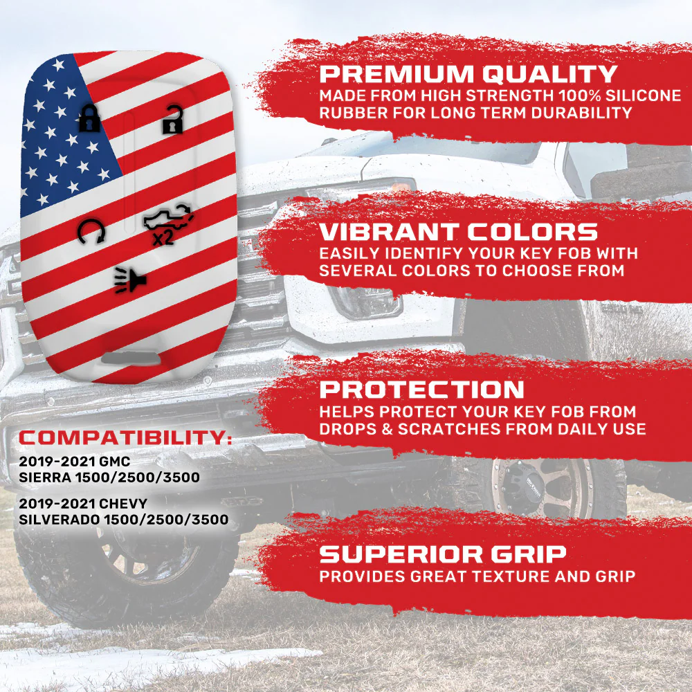 GMC & Chevy 19-21 Sierra & Silverado 1-Piece 100% Silicone Rubber Key Fob Cover - Multiple Colors - Image 49