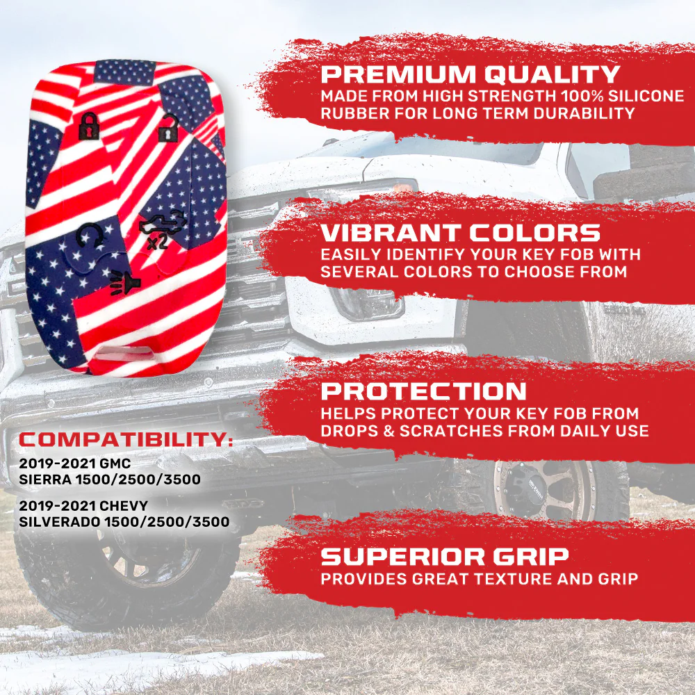 GMC & Chevy 19-21 Sierra & Silverado 1-Piece 100% Silicone Rubber Key Fob Cover - Multiple Colors - Image 54