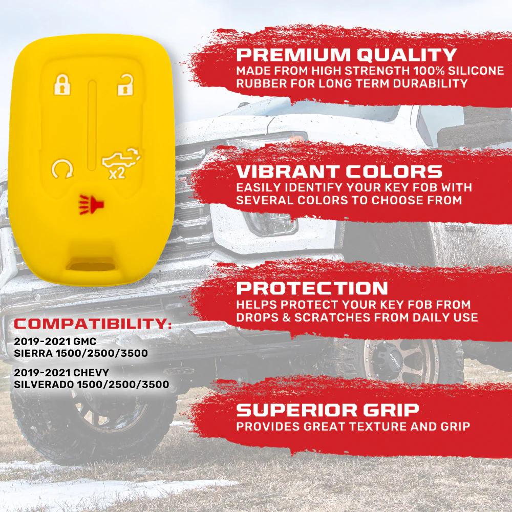 GMC & Chevy 19-21 Sierra & Silverado 1-Piece 100% Silicone Rubber Key Fob Cover - Multiple Colors - Image 6